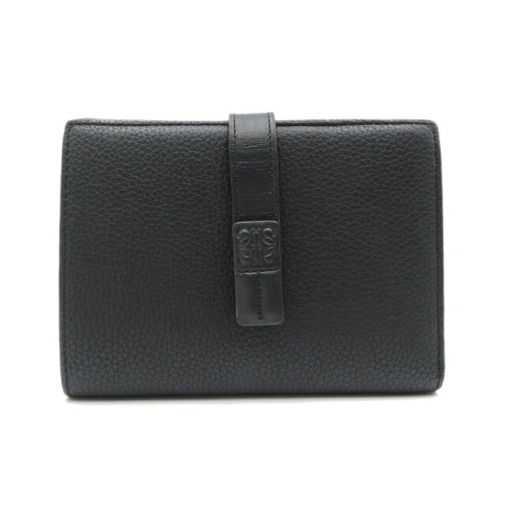 Loewe compact bi fold wallet black calfskin leather